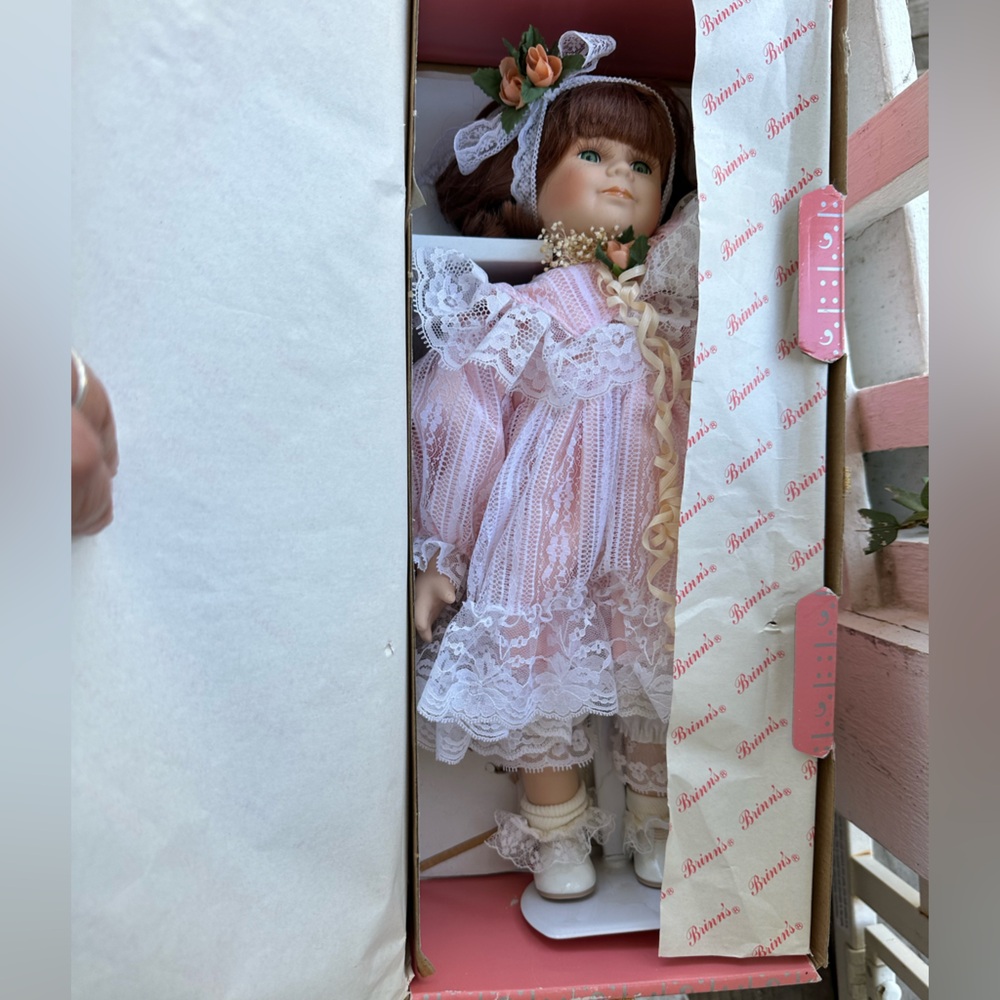 The Bradford Exchange Pink and White Porcelain Doll w 👩🏼‍🦰 red hair